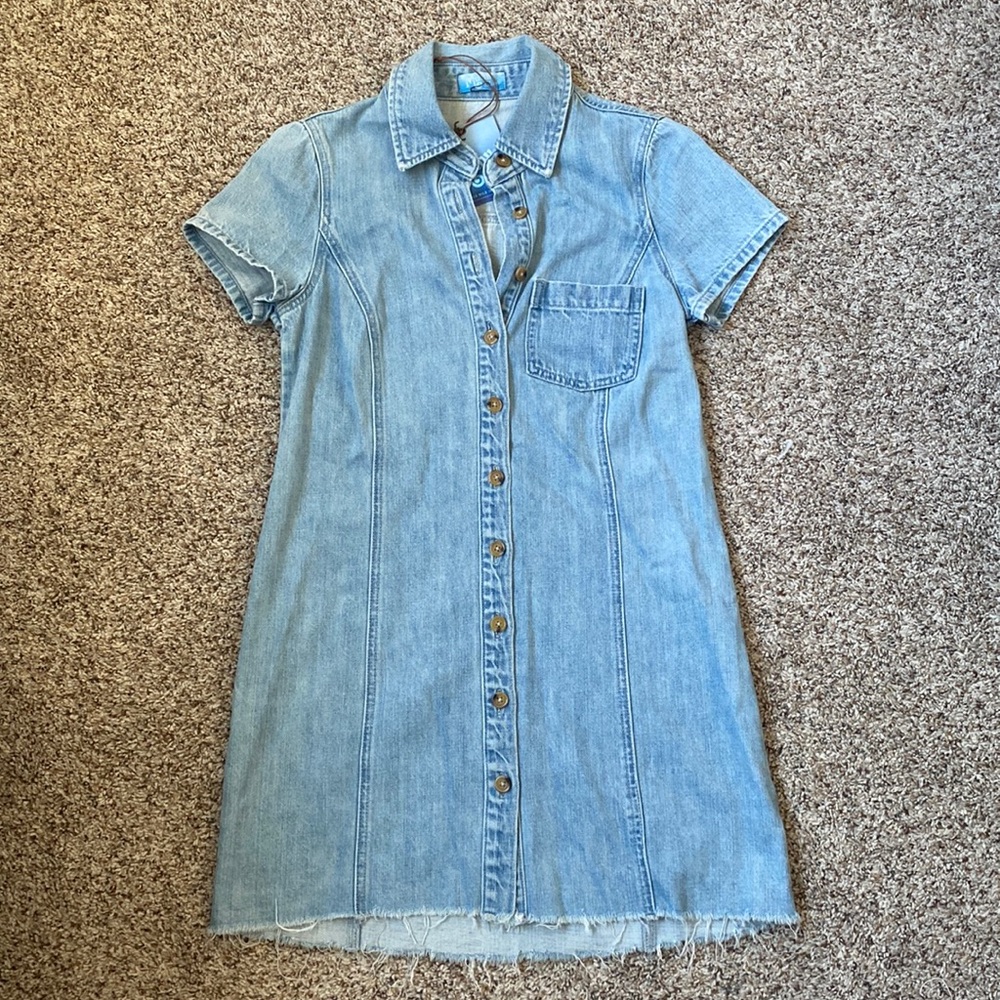 Show Me Your MuMu Light Blue Denim Shirt Dress